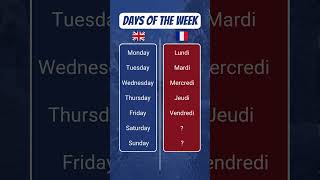 Days of the week  French Vocabulary studyfrench boostyourfrench frenchvocabulary [upl. by Landel678]