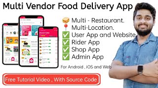 How to make a multi vendor Food delivery app  Food ordering app like zomato Free tutorial in Hindi [upl. by Christel]