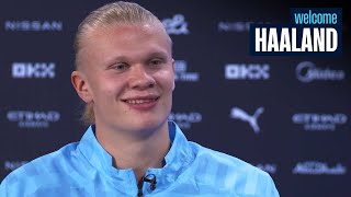 FIRST INTERVIEW WITH ERLING HAALAND  Man Citys first summer signing [upl. by Atiuqal605]