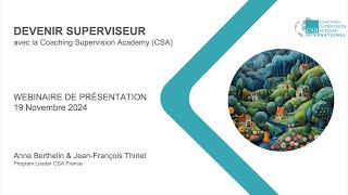 WEBINAIRE  CSA  Formation de Superviseur de Coach 2025 [upl. by Adnilec]