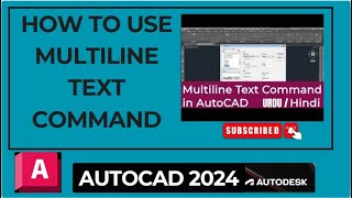 Multiline Text Command in AutoCAD 2024 [upl. by Mclaughlin]