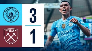 HIGHLIGHTS PREMIER LEAGUE WINNERS  Man City 31 West Ham  Foden 2 Rodri Kudus goals [upl. by Namrej]