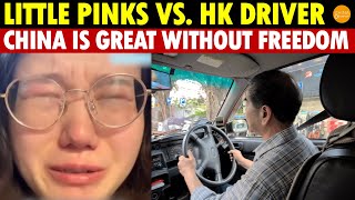 “Little Pinks” Clash with Hong Kong Taxi Driver China is great Chinese don’t need freedom [upl. by Annahoj]