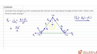 Consider the charges qq and q placed at the vertices of an equilateral triangle of each side l [upl. by Dinin]