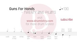 Twenty One Pilots  Guns For Hands Drum Score [upl. by Markos]