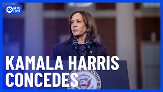 Kamala Harris Concedes Defeat In Emotional Speech As Donald Trump Celebrates Win  10 News First [upl. by Halfdan]