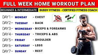 Full Week Workout Plan At Home  Dumbbell Workout At Home  BuddyFitness [upl. by Etac595]