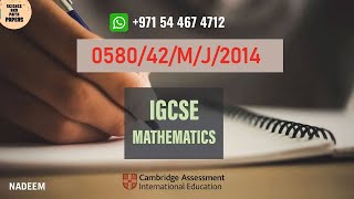 058042MJ14  Worked Solutions  IGCSE Math Paper 2014 EXTENDED 058042MAYJUNE2014 0580 [upl. by Gnoy296]