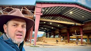 Meadowlark Log Homes Custom Chalet And Montana Rancher PreAssembly [upl. by Kotz508]