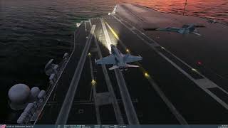 DCS F18 Carrier Landing in rain and side wind [upl. by Itaws]