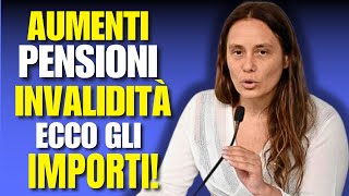 AUMENTO PENSIONI DI INVALIDITÀ IMPORTI E NOVITÀ [upl. by Afra]