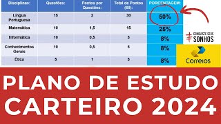 COMO FAZER UM PLANO DE ESTUDO PARA O CONCURSO DE CARTEIRO CORREIOS 2024  IBFC [upl. by Mahala]