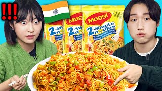 Koreans Try Indian Maggi Masala For The FIRST TIME [upl. by Goddord]