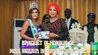 MISS NIGERIA INTERNATIONAL 2023 HOSTED TO A BANQUET BY ABIA FIRST LADY [upl. by Llerahs]