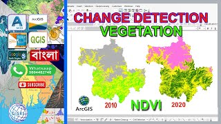 NDVI change detection and Calculate the total Area  Vegetation change detection in ArcMap [upl. by Chesna]