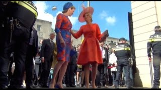 Koningin Máxima amp Mathilde openen Vormidable Haagse Sculpturen LangeVoorhout [upl. by Anippesuig]