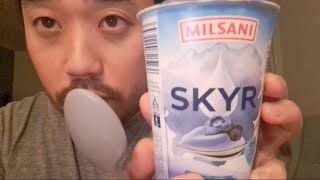 Lid Licking Blueberry Skyr Yoghurt  Asmr Eating Sounds [upl. by Rufe199]