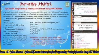 Lesson  66  Python Advanced  Python CGI Programming  Passing Information Using POST Method [upl. by Appel]