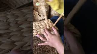 how to weave fishbone water hyacinth baskets [upl. by Ahsa]