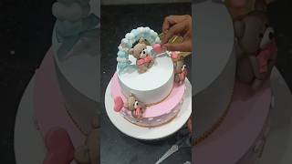 Two tier teddy cake towtiercake cake cakedecoration [upl. by Seale]