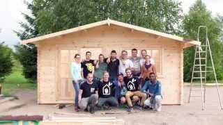 Log cabin installation by Quick Garden LTD sales team [upl. by Beghtol]