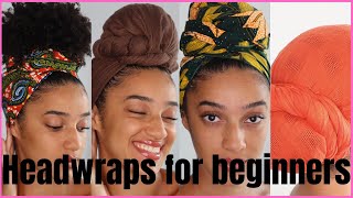 HEADWRAP TUTORIAL 4 EASY STYLES  Natural Hair  AbbieCurls [upl. by Nasya]