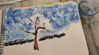 पलाश  Flame of the forest 🔥 Butea monosperma tree  పలాశము మోదుగ చెట్టు  beautiful painting video [upl. by Micco]