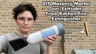 DIY Masonry Mortar Gun  Extruder  Injector built from kitchen fire extinguisher to fill cracks [upl. by Erdnua925]