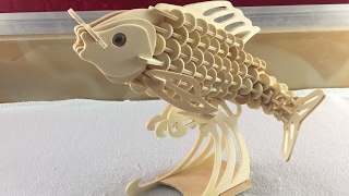 DIY Miniature Carp  3D Woodcraft Construction Kit [upl. by Rondi977]