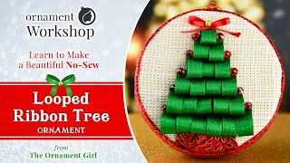 Looped Ribbon Tree  No Sew Christmas Tree Ornament Tutorial [upl. by Dearman]