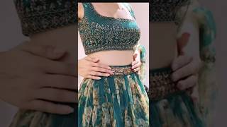 लहंगा साड़ी  lehenga saree  green floral print lehenga  lehenga shorts shorts ytshorts [upl. by Ahsienod]