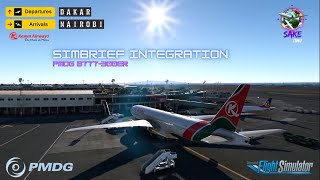 Simbrief integration  Dakar  Nairobi en Boeing B777300 PMDG [upl. by Elleirad]