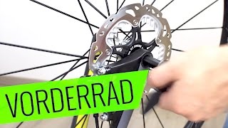 Fahrrad Vorderrad Ein amp Ausbau Scheibenbremse  Fehler vermeiden  Fahrradorg [upl. by Johm]