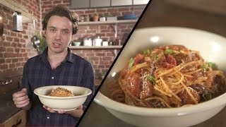 Spaghetti with Amatriciana sauce  Frankie Celenza [upl. by Gnilhsa]