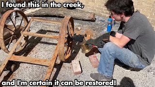 1940s Flower Cart Digging it out of the creek and first attempts at cleaning and disassembly [upl. by Yablon]