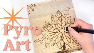 Pyrography Wood Burning Art  Wood Burning Project Ideas Poinsettia [upl. by Philander51]