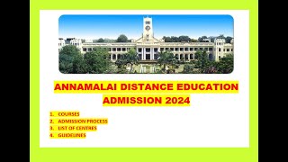 UGPG ADMISSION IN ANNAMALAI UNIVERSITY 2024 [upl. by Sivlek543]