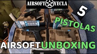 UNBOXING de las 5 MEJORES pistolas de AIRSOFT YECLA ✅🔫 airsoft curiosidades unboxing [upl. by Arej]