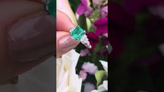 Retro Era 1920s Art Deco Emerald and Diamond Ring  Vintage Ring  ring diamond emerald [upl. by Imak]