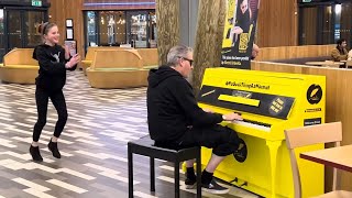 Banana Piano Inspires Girls Boogie Woogie Cartwheels [upl. by Ohaus]