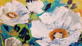 Easy Abstract Contemporary Floral Palette Knife Tutorial LIVE Acrylic Painting [upl. by Mannos]