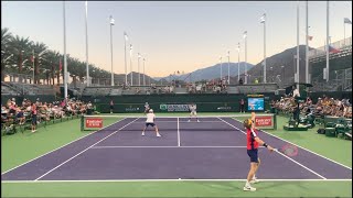 Great Courtside View Rublev and Karatsev vs Bolleli and Gonzalez  2021 BNP Paribas Open [upl. by Anerys]