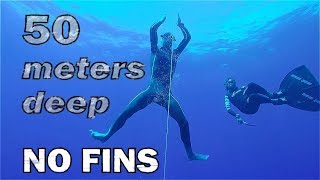 Freediving Training to the Limit  50 METERS with NO FINS [upl. by Yi947]