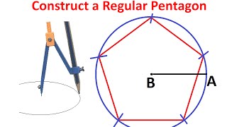 Constructing a Regular Pentagon within given Circle By Using Ruler and Compass [upl. by Metcalf]