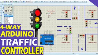 Smart Traffic Light System Using Arduino  Density based 4 way Traffic Signal 🚦  Proteus Project [upl. by Jo-Ann]