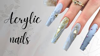 XL coffin acrylic nails  acrylic nail design for fall  fall nails ideas [upl. by Horick]