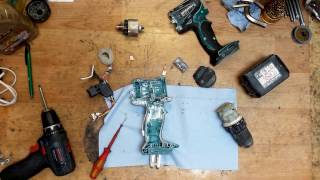 How to assemble Makita BDF456 DDF456 18v li ion cordless drill switch carbon brushes replace [upl. by Nerta]