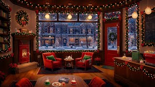 A Christmas Cafe Ambience with Christmas Jazz Music amp Crackling Fire [upl. by Roselba]