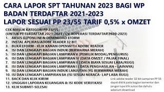 Cara Lapor SPT Tahunan Badan Eform 1771 Terbaru Tahun Pajak 2023 dengan Tarif PP 2305 dari Omzet [upl. by Tymothy]