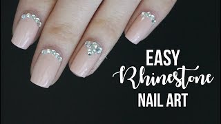 Easy Rhinestone Nail Art  Formal Nail Art  caramellogram [upl. by Namharludba847]